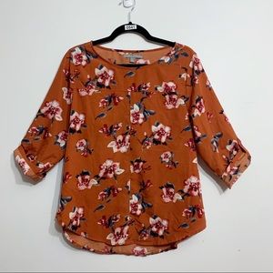 Valerie Stevens Floral 3/4 Sleeve Blouse